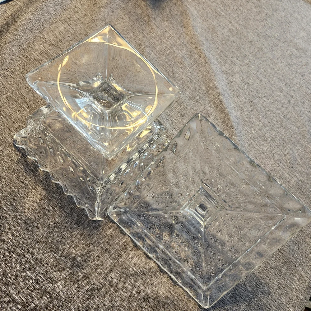 VTG Fostoria American Clear Wedding Bowl With Lid /Candy Dish/Compote HEAVY! - Picture 11 of 16